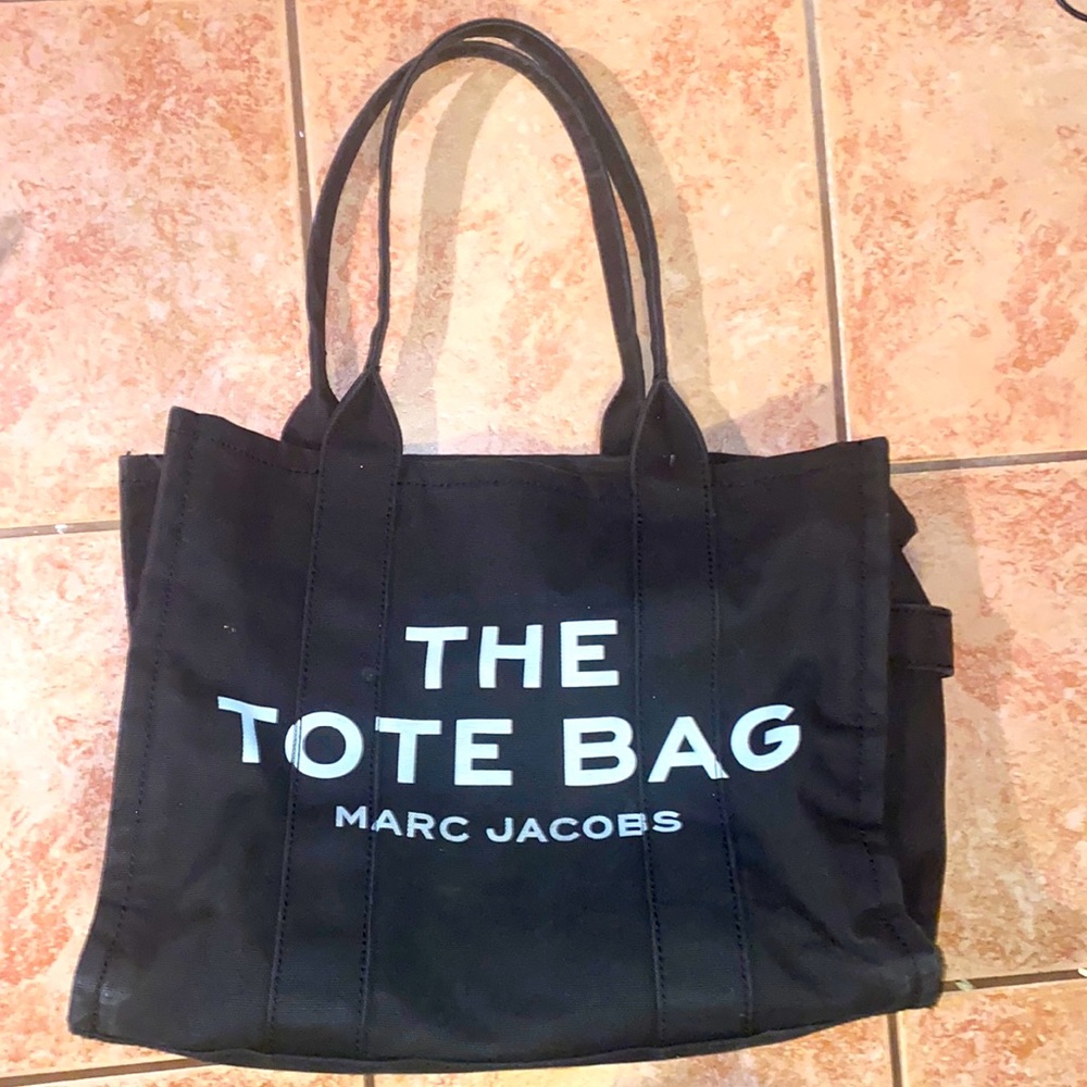 Marc Jacobs Black Canvas Tote Bag with White Logo